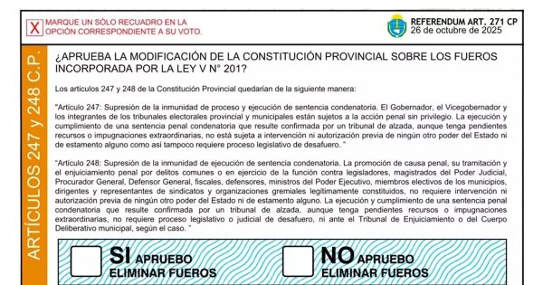 Chubut plebiscita la eliminación de fueros especiales para los tres poderes del Estado y sindicalistas