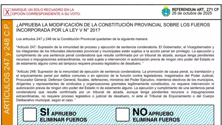 Chubut plebiscita la eliminación de fueros especiales para los tres poderes del Estado y sindicalistas